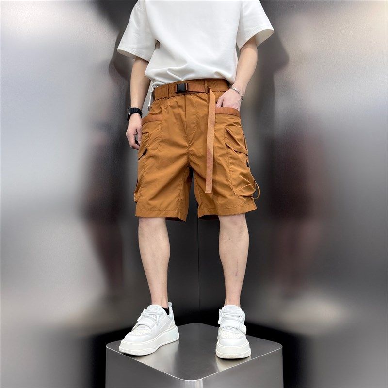 2025夏季新款工装短裤户外速干运动五分裤宽松直筒腰带设计沙滩裤,淘宝优惠券,粉丝福利购,淘宝优惠卷