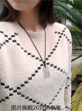 纯手工定制999纯银无事牌 项链坠银牌男女士情侣款锤纹吊坠银挂件