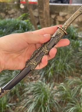 龙泉茶刀迷你锻打复古纯铜茶针兵器普洱茶收藏把玩茶桌清腰刀摆件