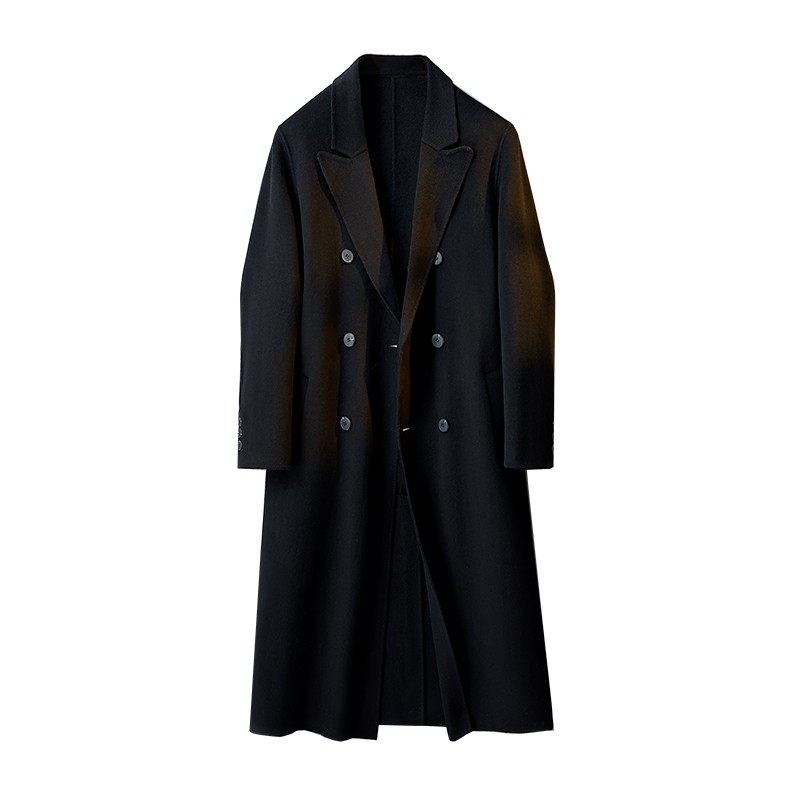 秋冬羊毛双面呢大衣男士西装双排扣毛呢长款过膝呢子韩式风衣外套,淘宝优惠券,粉丝福利购,淘宝优惠卷