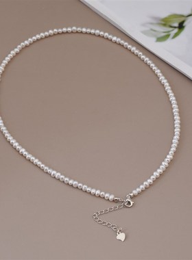 高光天然微瑕淡水珍珠项链女时尚巴浩克毛衣链小众设计延长链颈链