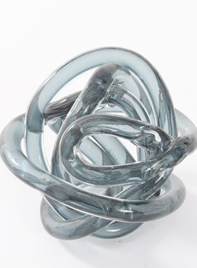 极简创意玻璃扭曲艺术摆件轻奢样板房间客厅软装饰品水晶麻球摆设