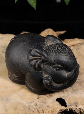 中式石雕大象摆件一对客厅招财办公桌摆放玄关酒柜吸水象工艺品