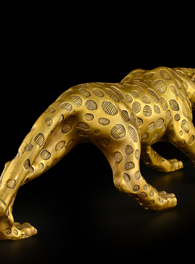 纯铜金钱豹摆件办公室豹子开业礼品客厅大号家居装饰工艺品
