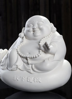 放下包袱  不倒翁弥勒笑佛摆件 德化白瓷个性弥勒家居装饰工艺品