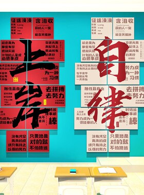 班级文化墙贴纸高三考励志标语黑板报背景自习教室装饰氛围布置QT
