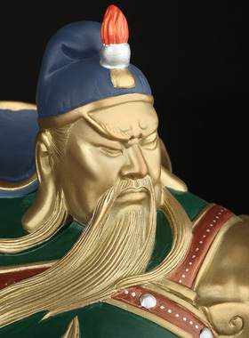 包邮纯铜彩绘开业供奉红脸关公武财神爷佛像招财工艺礼品忠义盖世