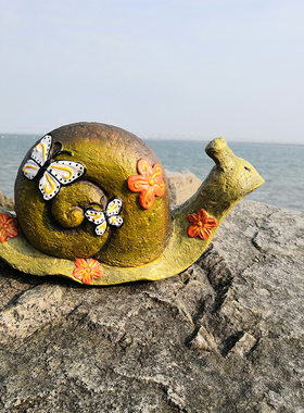 可爱小乌龟蜗牛一家三口摆件花园庭院阳台别墅装饰品卡通动物摆设