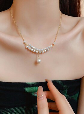 甲状腺术后遮挡神器多层项炼双层珍珠时尚脖子搭配锁骨炼淡水贝珠