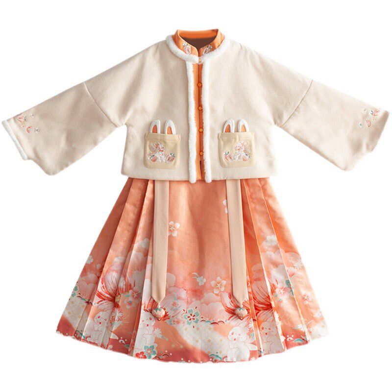 《草莓兔兔》汉服女童冬装宝宝中国风加厚明制古装小女孩古风唐装,淘宝优惠券,粉丝福利购,淘宝优惠卷