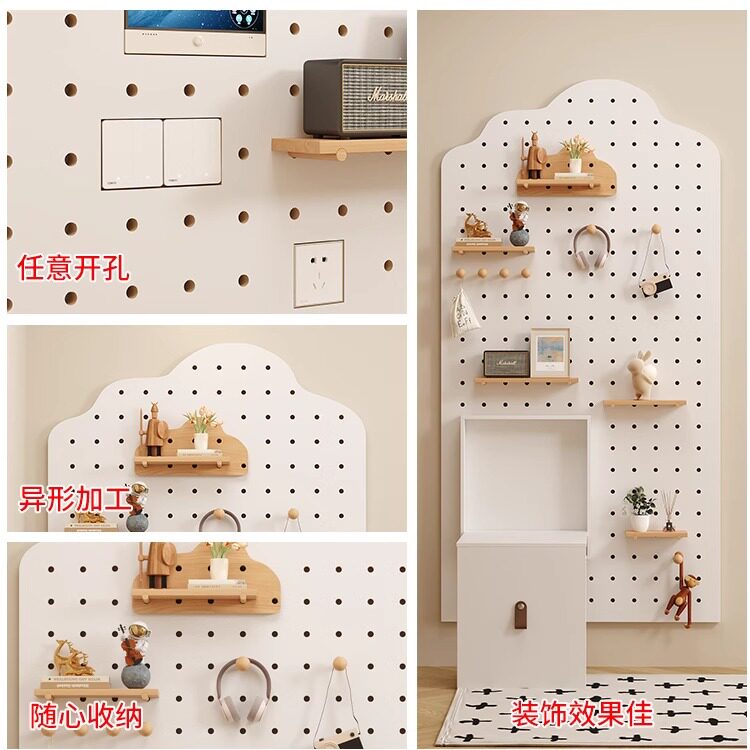 Solid wood hole board dressing mirror entry entrance storage rack
