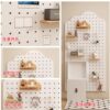 Solid wood hole board dressing mirror entry entrance storage rack