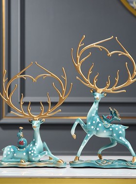 招财福鹿金珠钱袋摆件家居客厅电视柜酒柜装饰品创意玄关收纳置物