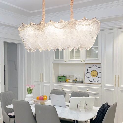 法式餐厅奶油风吊灯水晶灯现代简约大气客厅主卧室灯银杏叶灯 - 图2