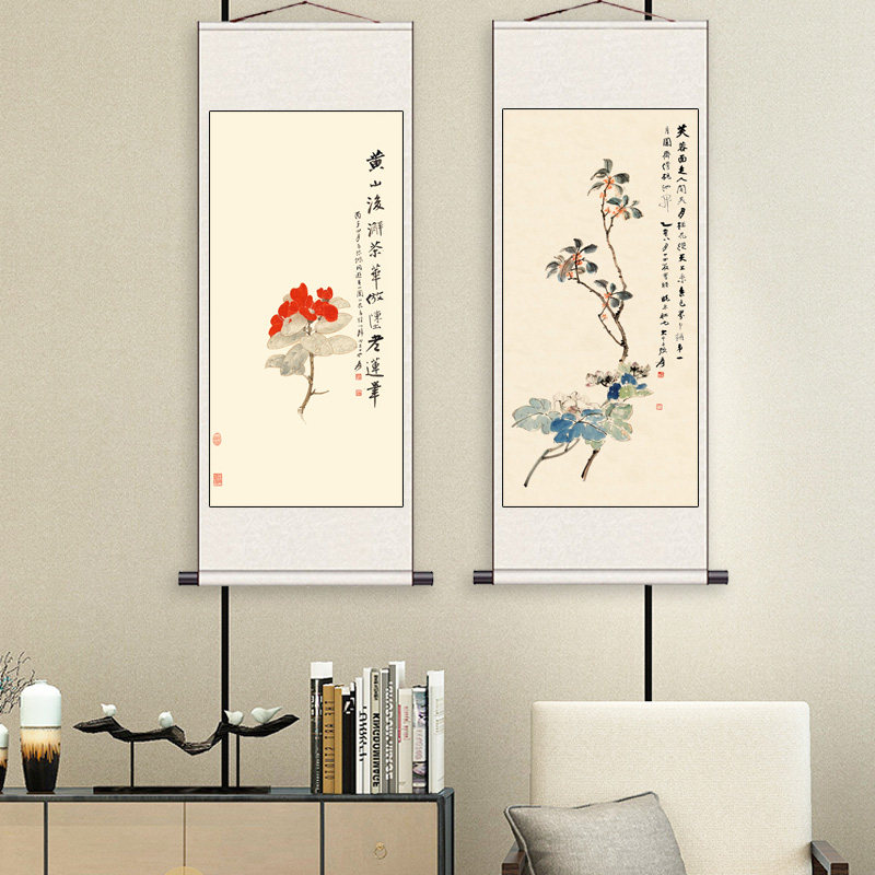 田世光报春图松鹤延年丝绸画卷轴画国画送客户礼品卷轴画定制牡丹,淘宝优惠券,粉丝福利购,淘宝优惠卷