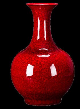 威弗列德插花新中式客厅装饰瓷器摆件中国红色赏瓶景德镇陶瓷花瓶