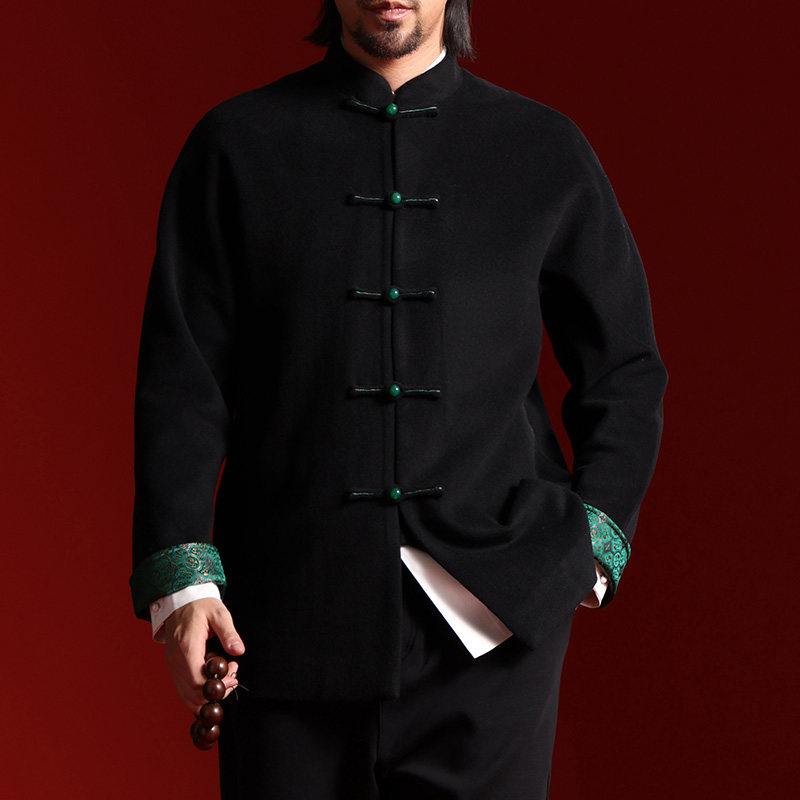 羊毛唐装男秋装大衣中式宴会礼服毛呢外套汉服盘扣上衣国风男装,淘宝优惠券,粉丝福利购,淘宝优惠卷