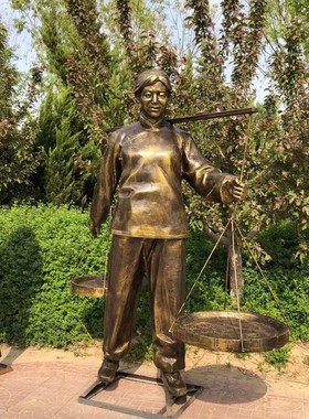 玻璃钢雕塑仿铸铜民俗农耕户外人物学校园林景观水泥雕塑摆件定制