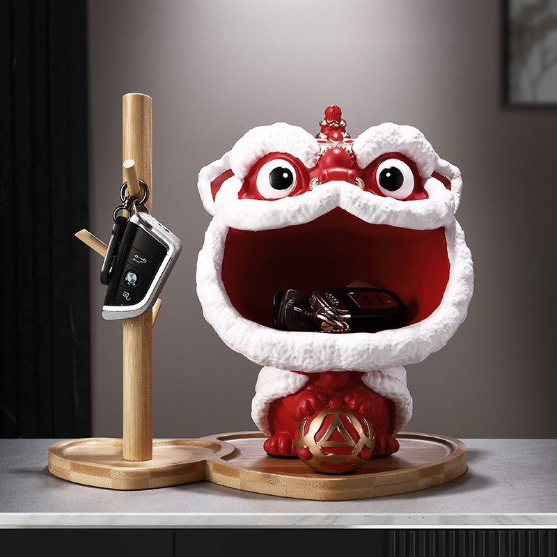 春节喜庆醒狮收纳摆件新中式 乔迁新居入户玄关电视柜酒柜装饰品,淘宝优惠券,粉丝福利购,淘宝优惠卷