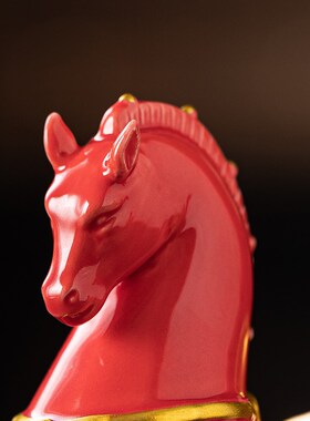 马上有钱创意新中式招财唐马动物摆件家居桌面办公室装饰品工艺品