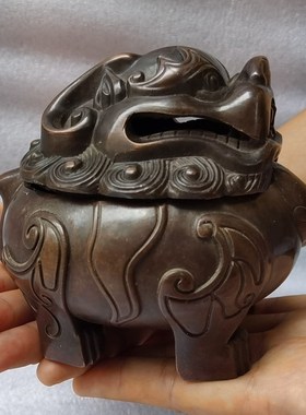 纯铜貔貅香炉望天吼盘香薰炉檀香炉包浆醇厚客厅书房办公室摆件