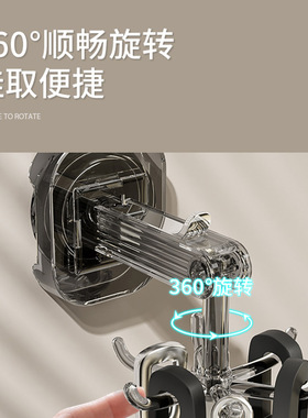 厨房吸盘六爪旋转挂钩架免打孔挂墙多功能锅铲勺子收纳壁挂置物架