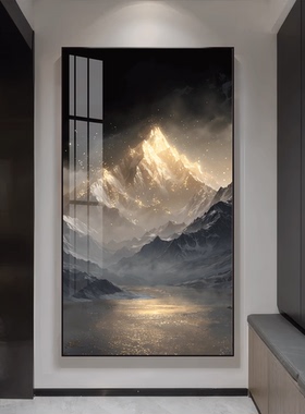 亿笔一画《日照金山》简约现代入户玄关装饰画走廊过道东墙挂画
