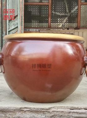 纯铜缸 黄铜小铜缸笔筒钢 金蟾进财缸家居办公工艺品摆件