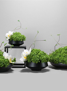 中式现代仿真绿色绣球果蕙兰装艺餐桌玄关前台洽谈桌售楼处