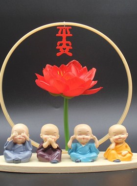 新中式禅意莲花家居装饰工艺品客厅玄关电视柜办公桌面小摆件摆设