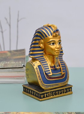 埃及人物法老头像雕塑工艺品博物馆家居玄关装饰酒柜图坦卡蒙摆件