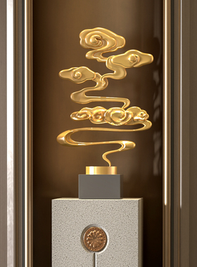 新中式祥云雕塑入户进门玄关落地摆件办公室酒店别墅装饰品客厅柜