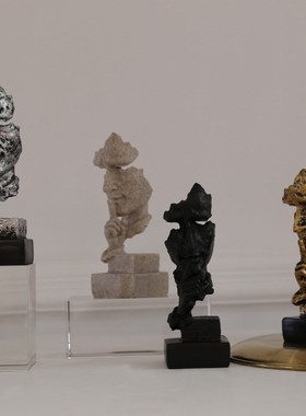 抽象艺术人脸面具迷你沉默是金摆件创意装饰品办公室书房工艺摆设