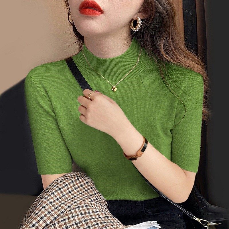 毛衣针织衫女内搭五分袖春秋冬季大码修身半高领中袖打底衫女上衣,淘宝优惠券,粉丝福利购,淘宝优惠卷