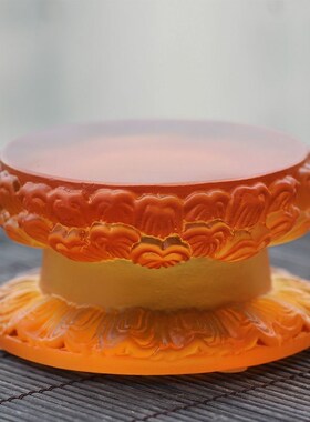 琉璃发光莲花底座加高垫圆形室内摆放带灯底座亮光透明莲花台座