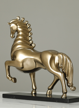 新中式创意仿铜马到成功摆件客厅酒柜书房办公室桌面摆设装饰品