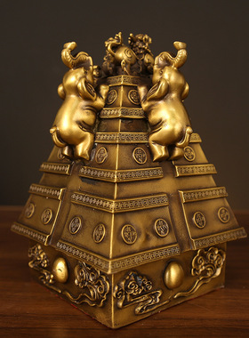 纯铜四象生财摆件吉象福象财塔破土而出财象高升书房办公室装饰