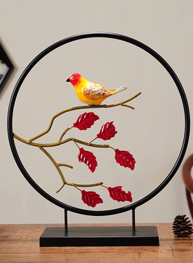 中式铁艺梅花摆件家居装饰品创意鸟玄关电视柜办公室软装禅意摆设