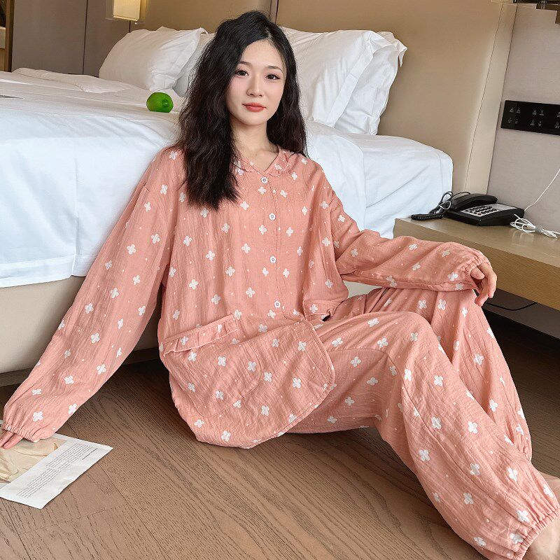 孕妇纯棉睡衣大码女胖mm月子服哺乳棉纱加大码家居服200斤春秋季,淘宝优惠券,粉丝福利购,淘宝优惠卷