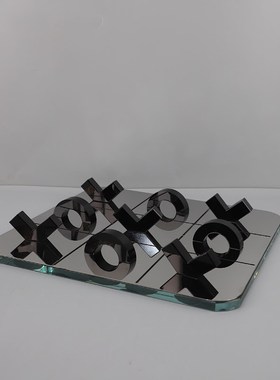 北欧简约水晶棋盘棋m子摆件样板间展厅家居客厅茶几桌面工艺品装