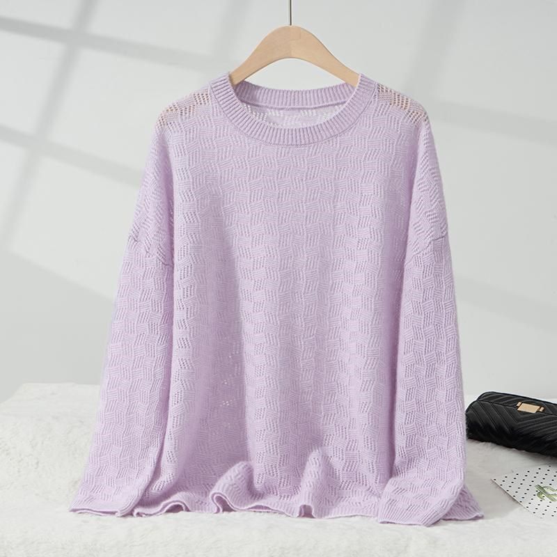 薄款镂空100%山羊绒针织衫女秋冬款圆领宽松套头内搭打底毛衣罩衫,淘宝优惠券,粉丝福利购,淘宝优惠卷