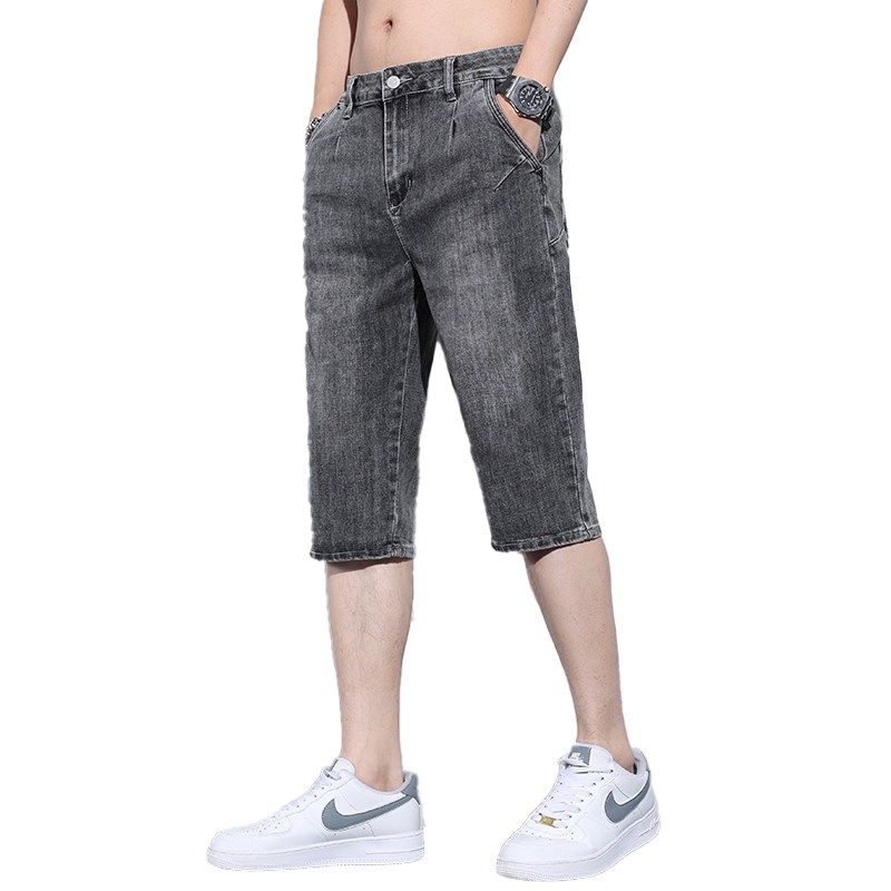 冰丝牛仔短裤男七分裤2025新款夏季薄款宽松直筒潮牌弹力半截中裤,淘宝优惠券,粉丝福利购,淘宝优惠卷