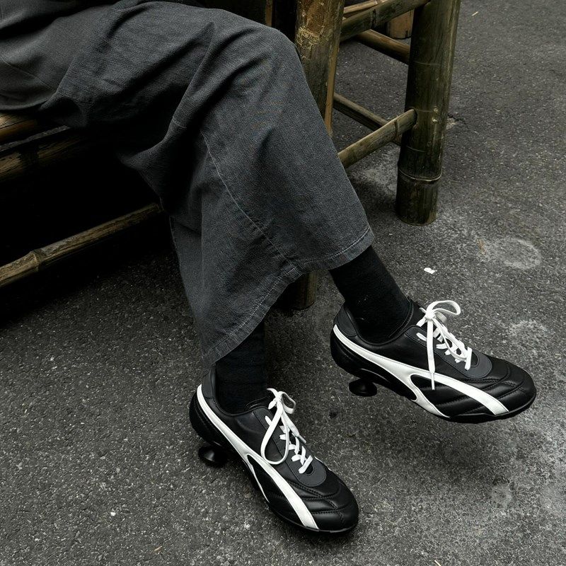 黑色高跟鞋女2024新款休闲透气运动鞋设计感小众深口系带圆头单鞋,淘宝优惠券,粉丝福利购,淘宝优惠卷