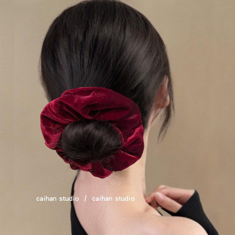 云杉绿~丝绒复古绿大肠发圈高级感头花发绳气质马尾发绳旅行发圈,淘宝优惠券,粉丝福利购,淘宝优惠卷