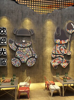 网红烧烤店装饰创意墙面工业风餐饮店壁纸画背景墙拍照区布置打卡