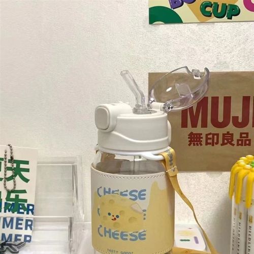 水杯便携学生女生高颜值2023新款简约少女心玻璃杯吸管杯子大容量 - 图3