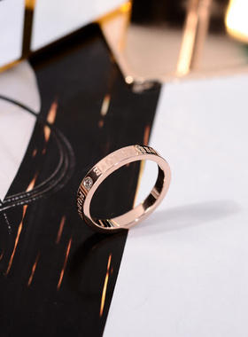 韩版简约时尚带钻英文字母食指环戒指女个性潮人小指尾戒子装饰品