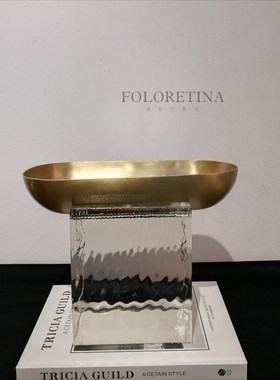 现代轻奢简约纯铜高端水晶苔藓景观花器样板间售楼处茶几高级花瓶