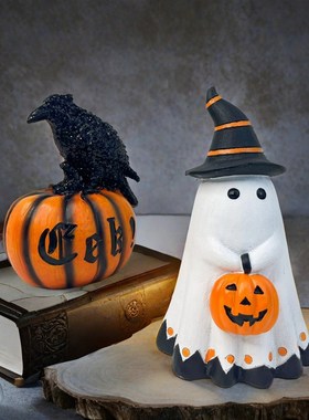 万圣节桌面装饰品小幽灵摆件南瓜礼物客厅酒吧场景布置道具装扮