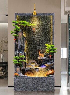 水幕墙流水屏风办公室酒店隔断摆B件别墅庭院室外假山喷泉鱼池造